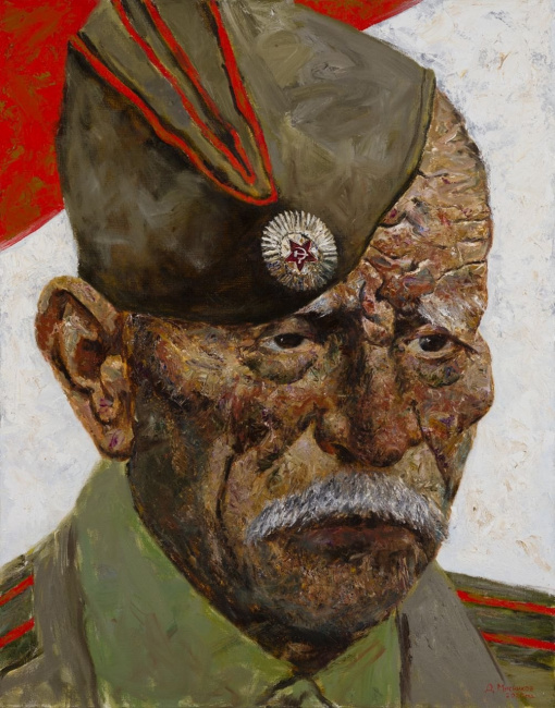 «Ветеран в пилотке». Холст, масло. 140*110 см. 2021 г.